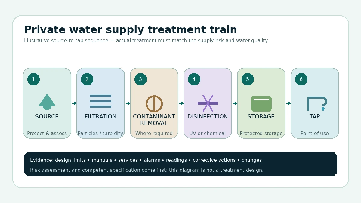 Private water treatment and filtration equipment